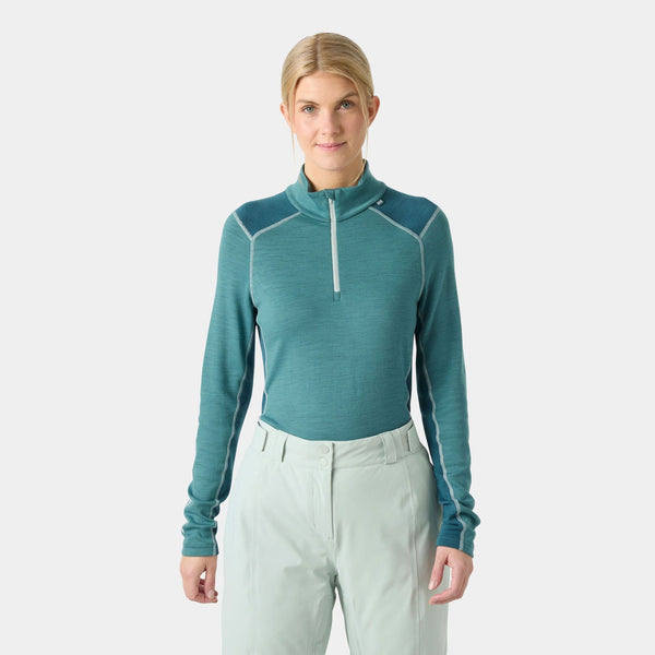 W LIFA MERINO MIDW 1/2 ZIP, OPAL GREEN, L