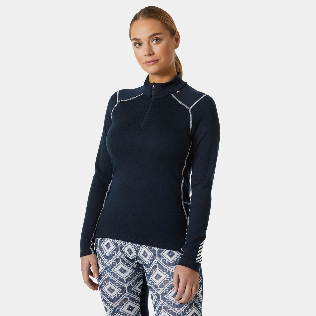 W LIFA MERINO MIDW 1/2 ZIP, NAVY, L