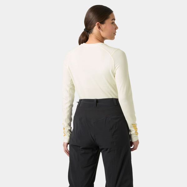 W LIFA MERINO MIDW GRA CREW, SNOW MONOGR, L