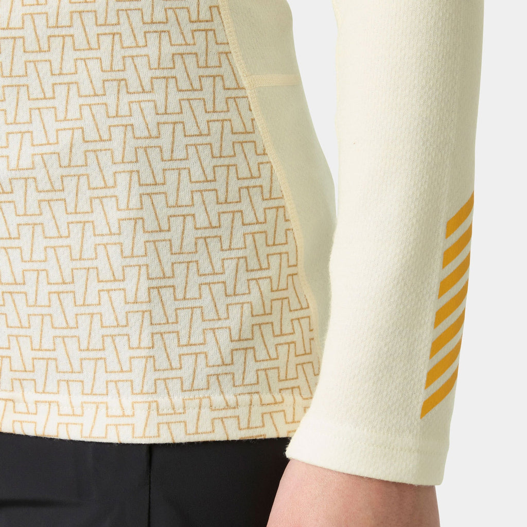 W LIFA MERINO MIDW GRA CREW, SNOW MONOGR, L