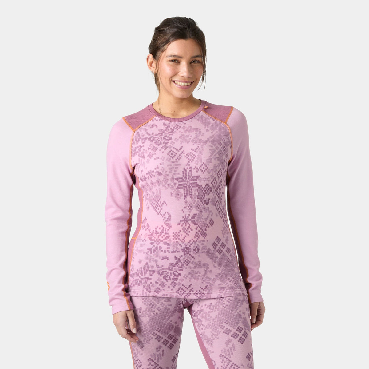 W LIFA MERINO MIDW GRA CREW, CHERRY BLOS, L