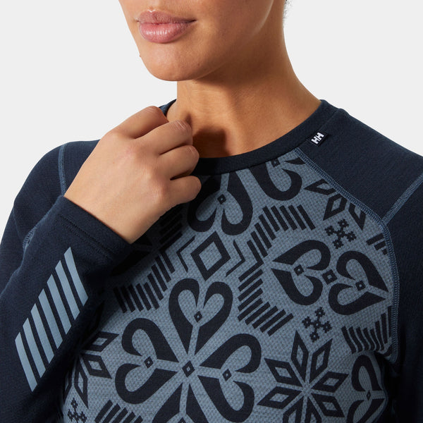 W LIFA MERINO MIDW GRA CREW, NAVY NORDIC, L