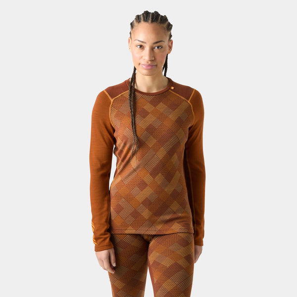 W LIFA MERINO MIDW GRA CREW, GINGER BISC, L