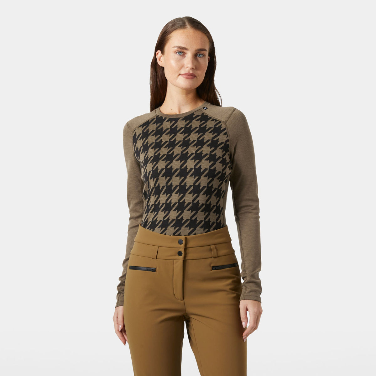 W LIFA MERINO MIDW GRA CREW, SEPIA HOUND, XL