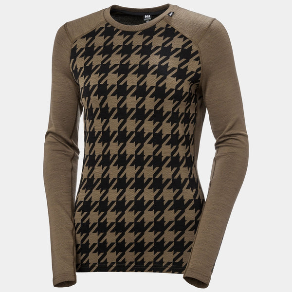 W LIFA MERINO MIDW GRA CREW, SEPIA HOUND, XL
