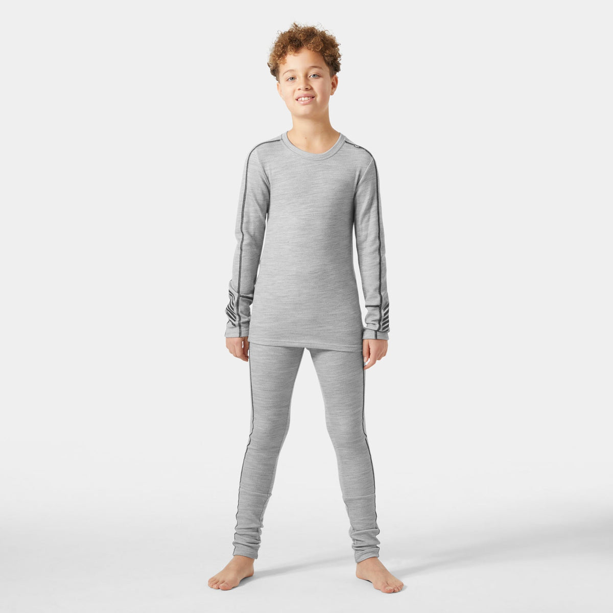 JR LIFA MERINO MIDWEIGHT SET, GREY MELANG, 140/10