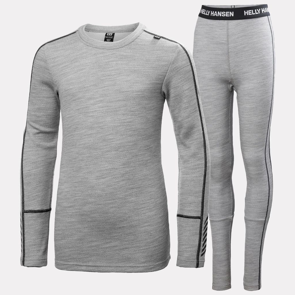 JR LIFA MERINO MIDWEIGHT SET, GREY MELANG, 140/10
