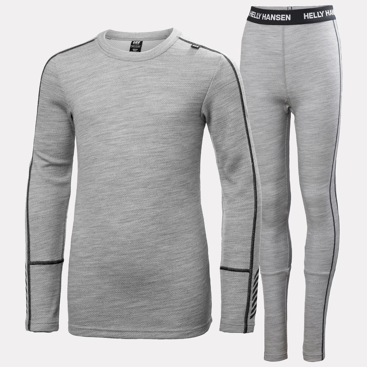 JR LIFA MERINO MIDWEIGHT SET, GREY MELANG, 140/10