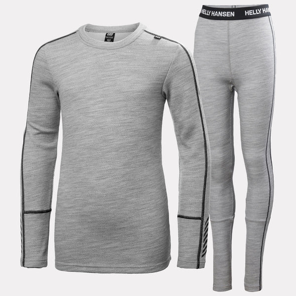 JR LIFA MERINO MIDWEIGHT SET, GREY MELANG, 140/10
