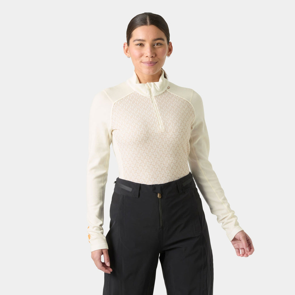W LIFA MERINO MIDW GRA 1/2 ZIP, SNOW MONOGR, L