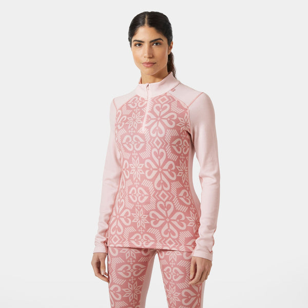 W LIFA MERINO MIDW GRA 1/2 ZIP, PINK TINT N, L