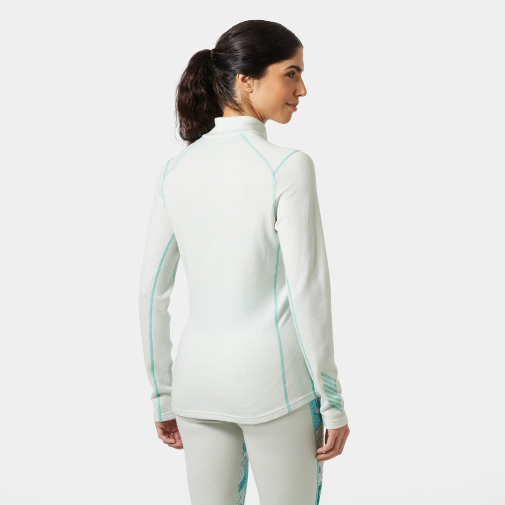 W LIFA MERINO MIDW GRA 1/2 ZIP, SEAFOAM FLO, L