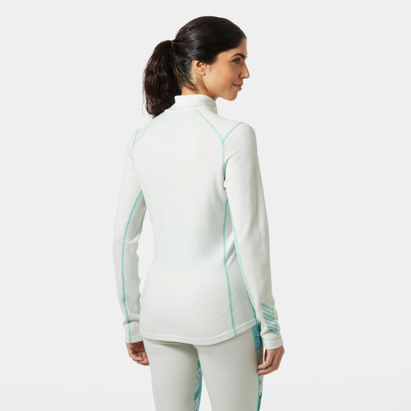W LIFA MERINO MIDW GRA 1/2 ZIP, SEAFOAM FLO, L