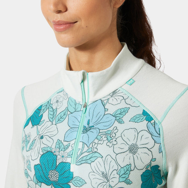 W LIFA MERINO MIDW GRA 1/2 ZIP, SEAFOAM FLO, L