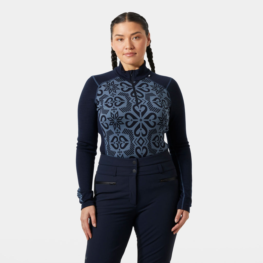 W LIFA MERINO MIDW GRA 1/2 ZIP, NAVY NORDIC, L