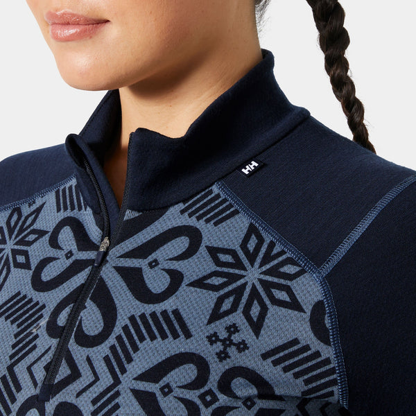 W LIFA MERINO MIDW GRA 1/2 ZIP, NAVY NORDIC, L