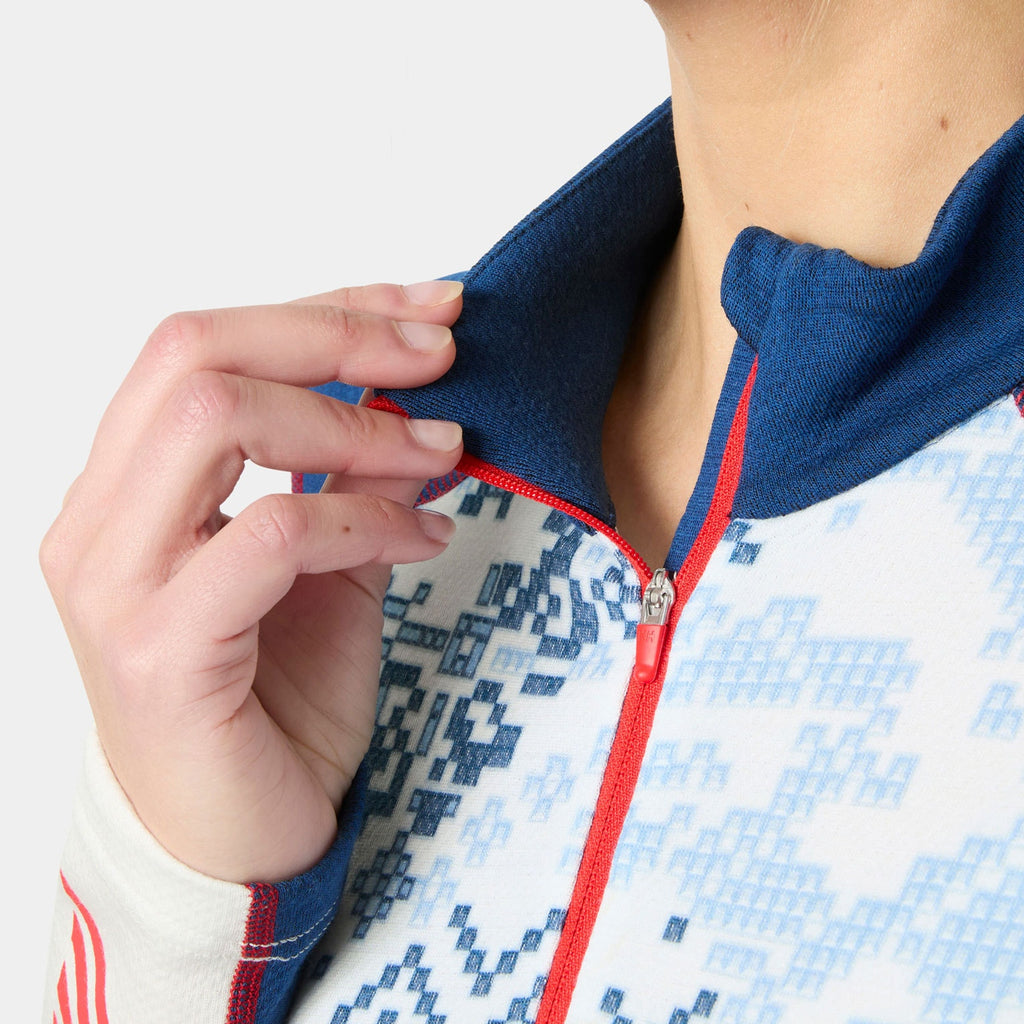 W LIFA MERINO MIDW GRA 1/2 ZIP, BRIGHT BLUE, L