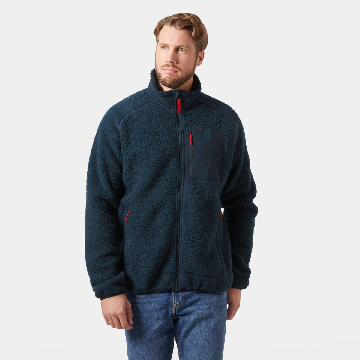 PANORAMA PILE BLOCK JACKET, NAVY, XXL