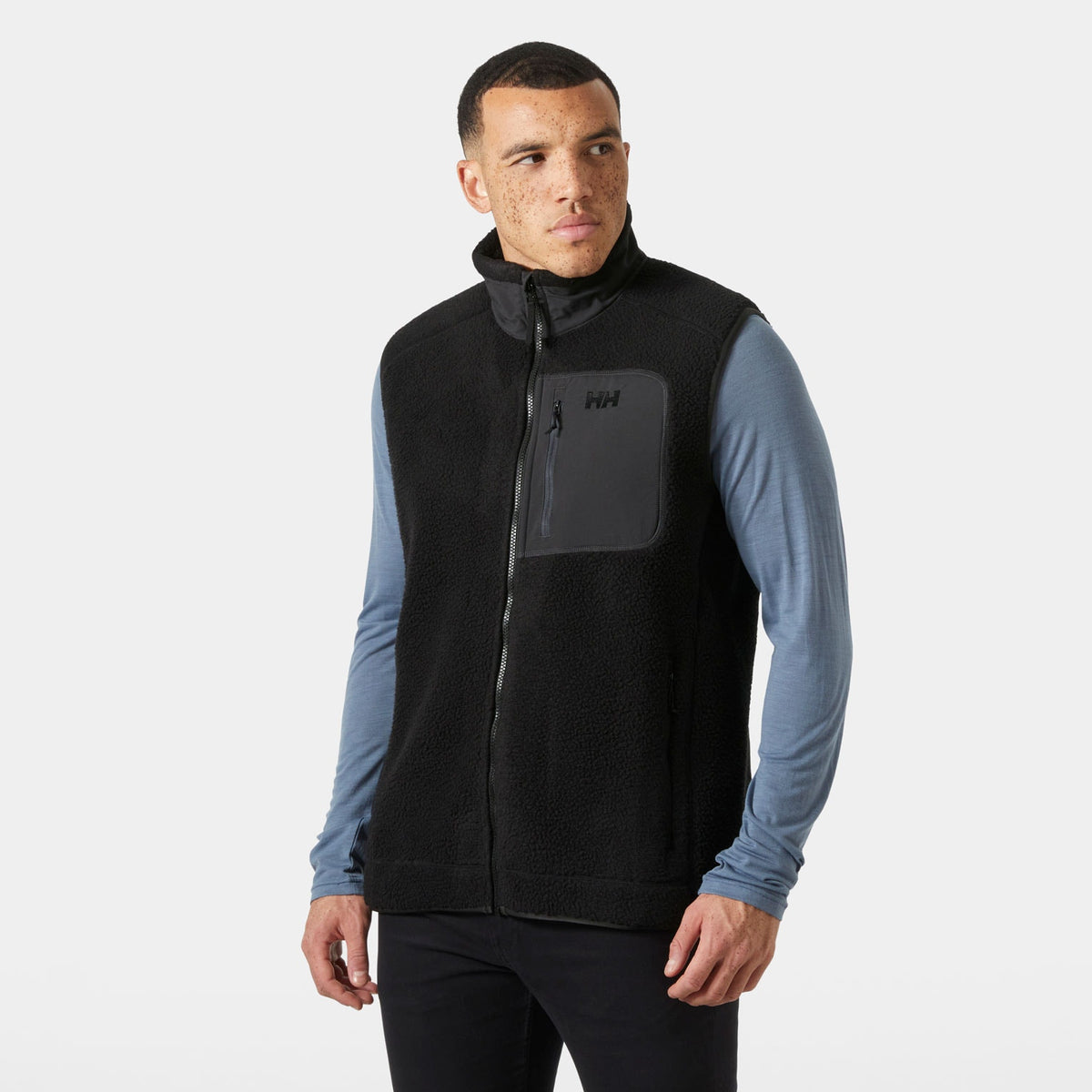 PANORAMA PILE BLOCK VEST, BLACK, XXL