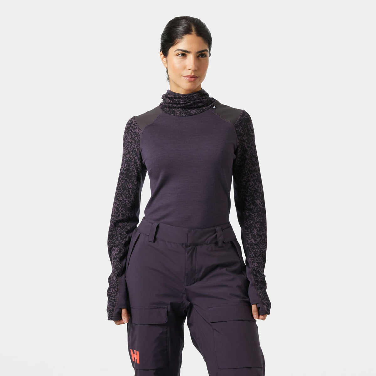 W LIFA MERINO MIDW BLC HOODIE, BLACK GRAPE, M