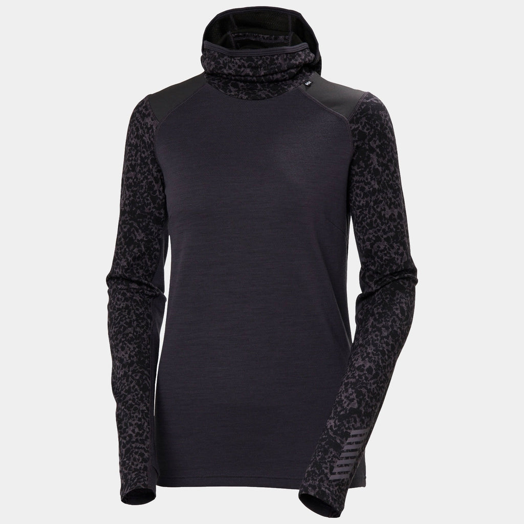 W LIFA MERINO MIDW BLC HOODIE, BLACK GRAPE, M