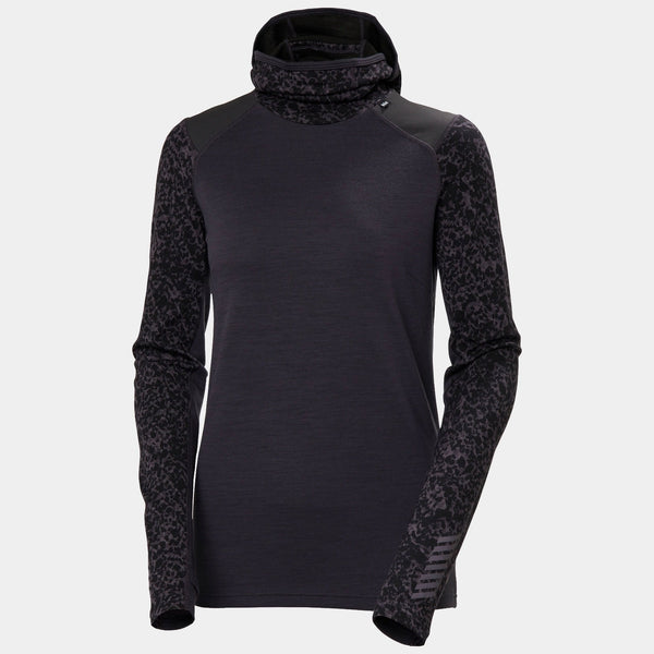 W LIFA MERINO MIDW BLC HOODIE, BLACK GRAPE, M