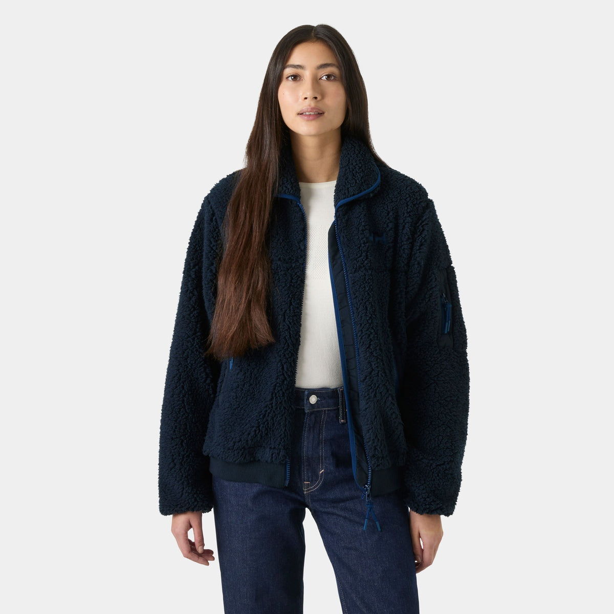 W MOONLIT PILE JACKET, NAVY, L