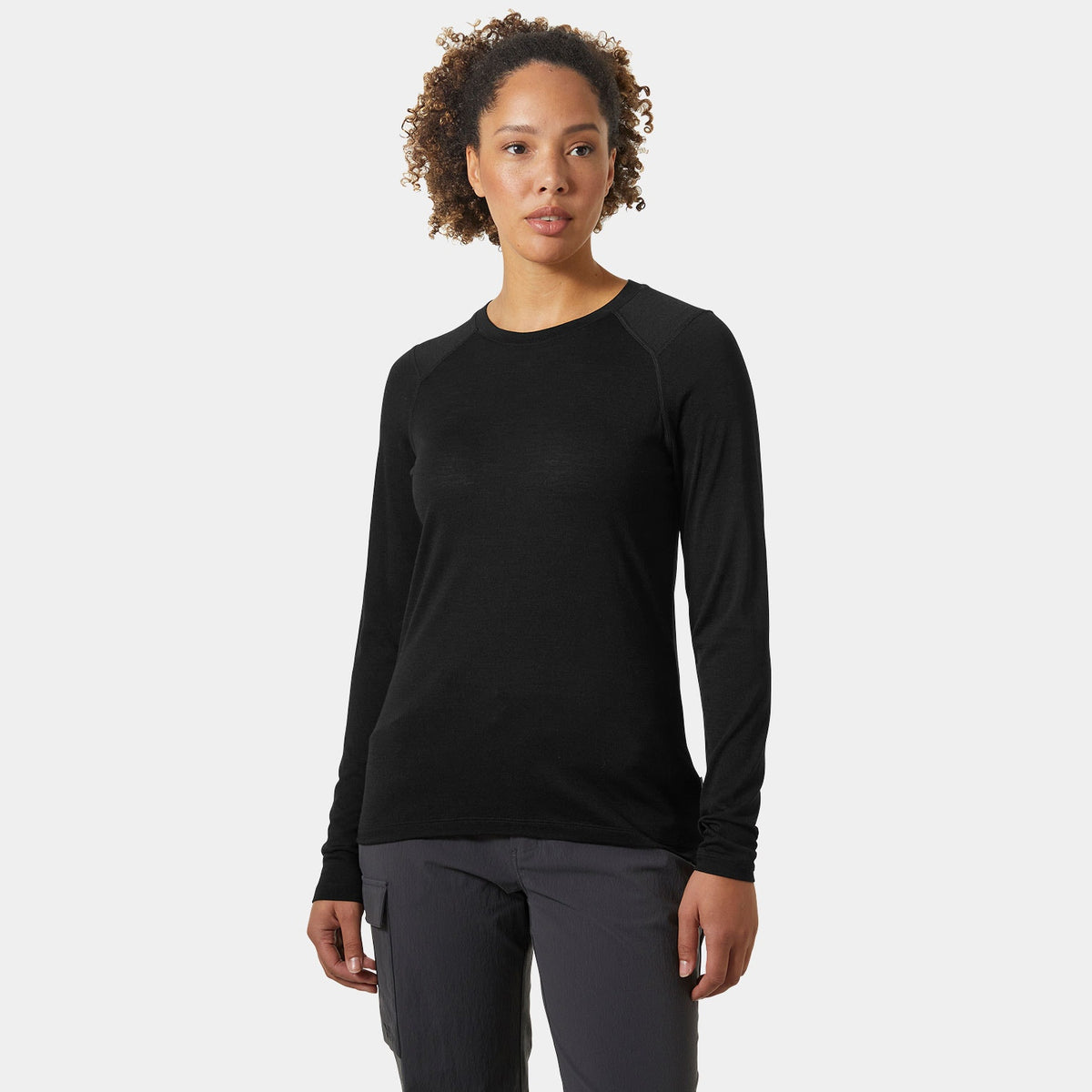 W HH DURAWOOL CREW LS, BLACK, L