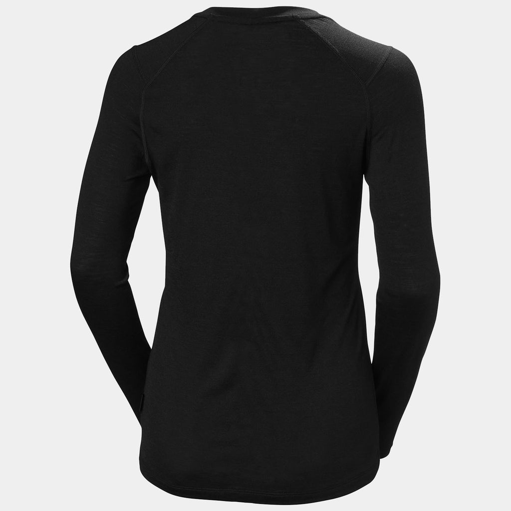 W HH DURAWOOL CREW LS, BLACK, L