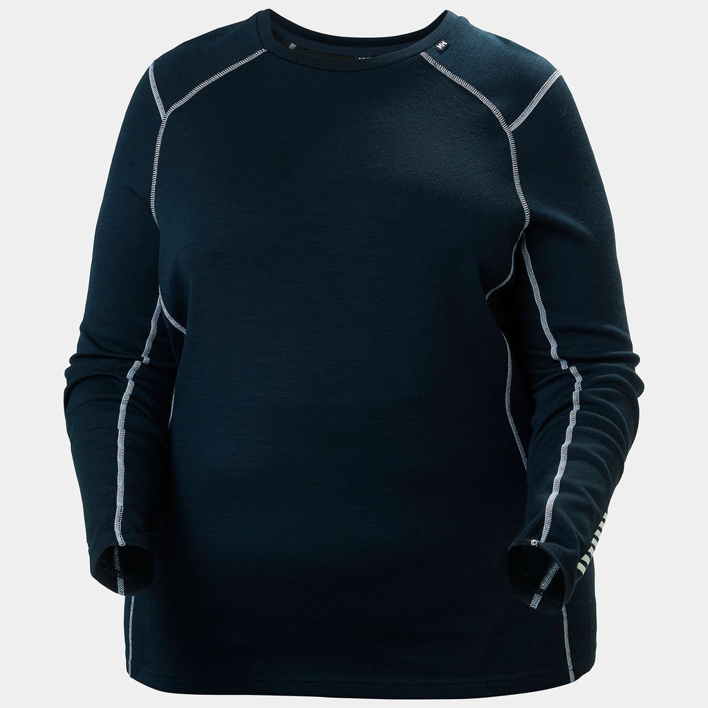 W LIFA MERINO MIDWT CREW PLUS, NAVY, 1X