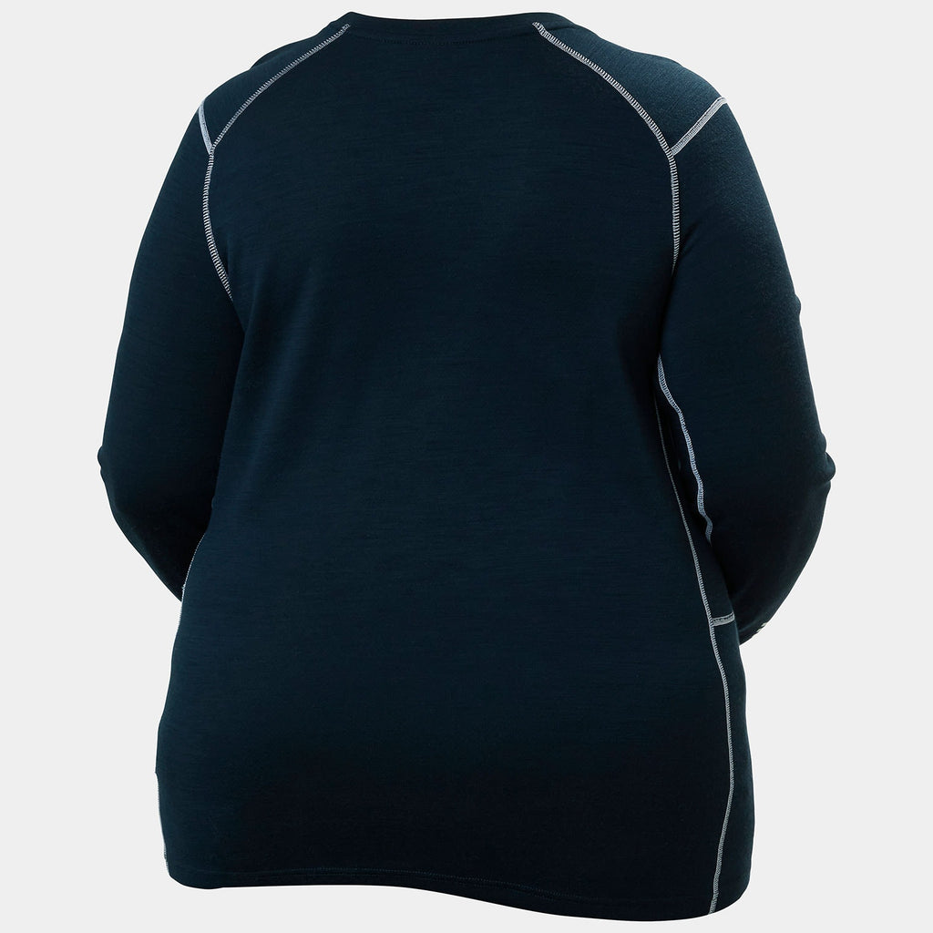 W LIFA MERINO MIDWT CREW PLUS, NAVY, 1X