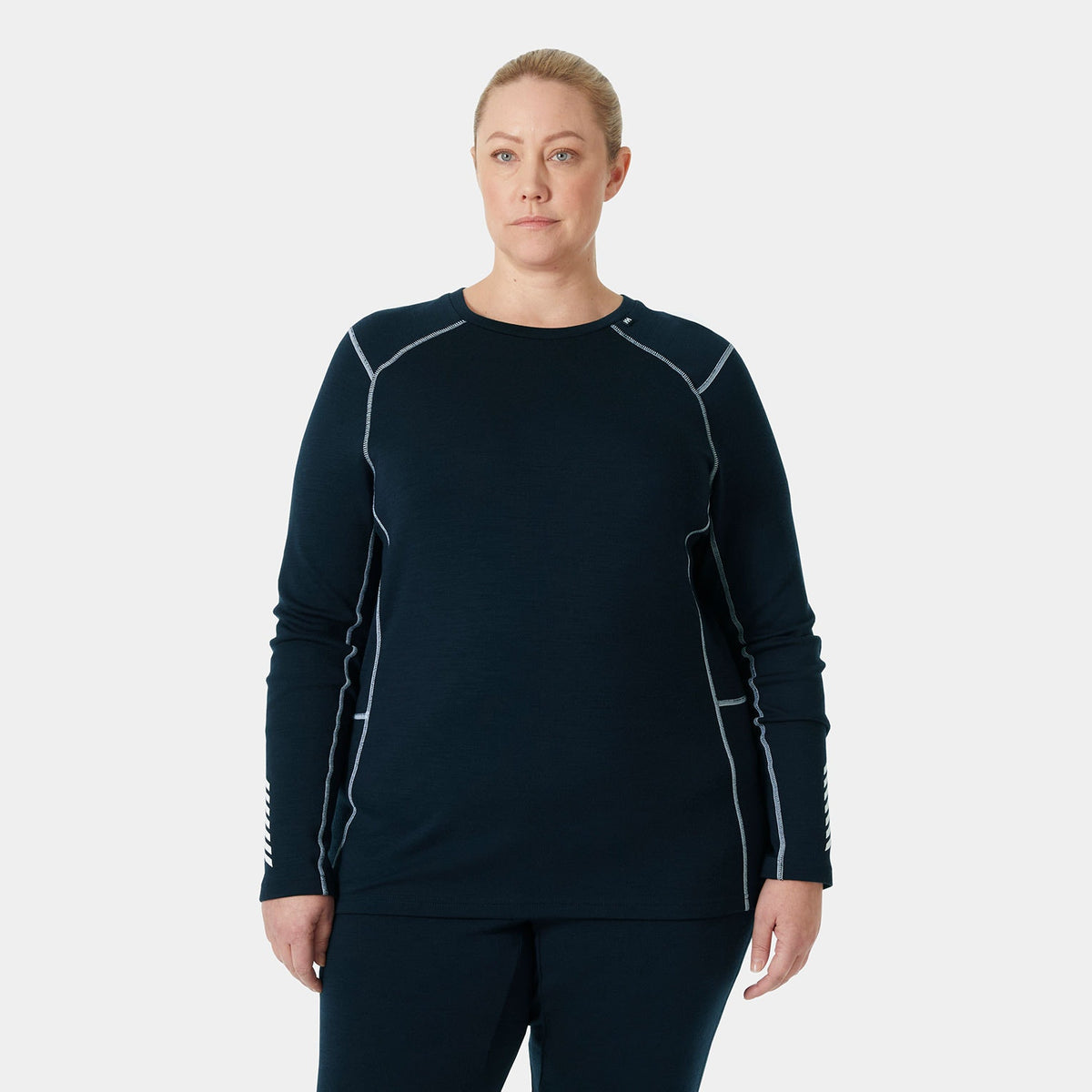 W LIFA MERINO MIDWT CREW PLUS, NAVY, 1X