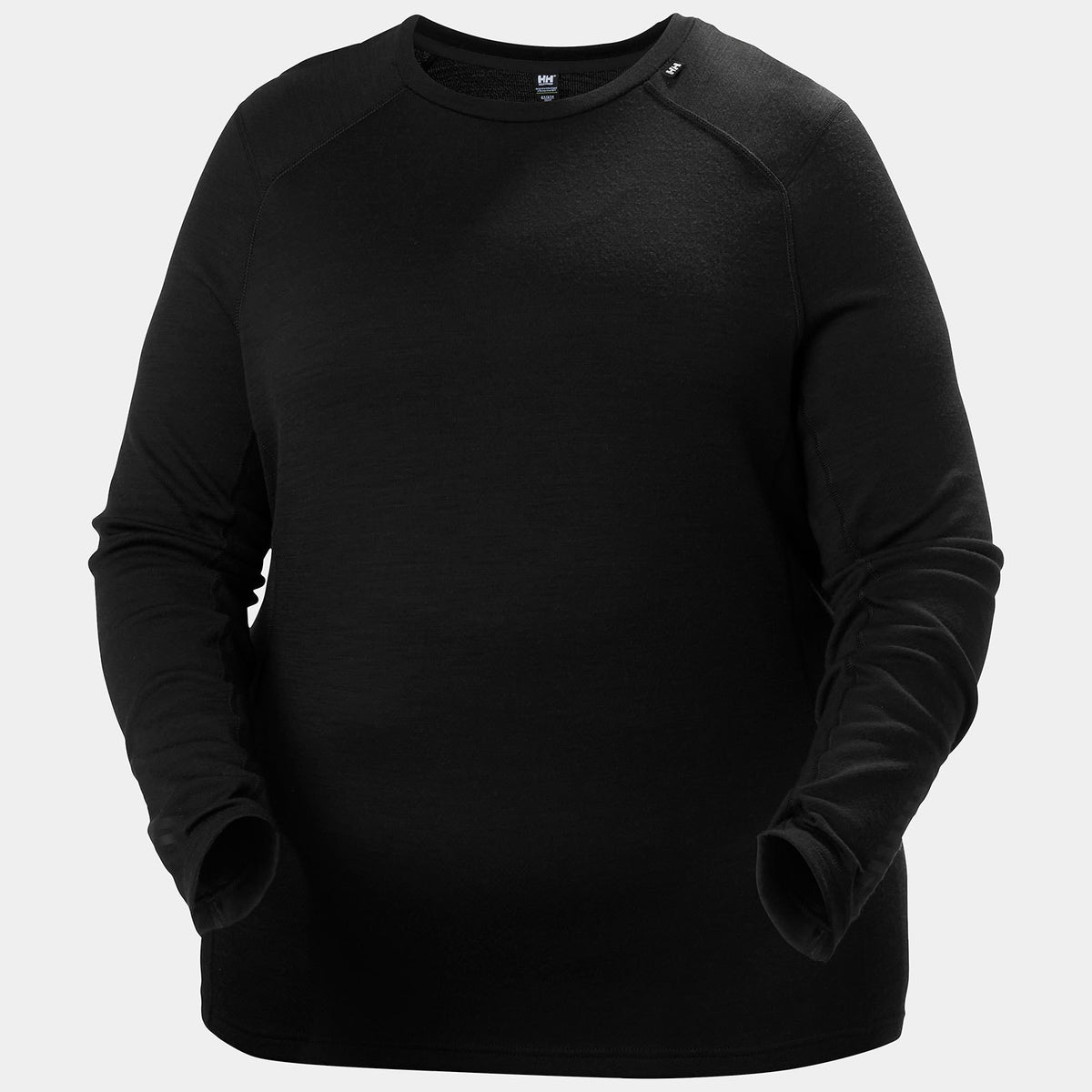 W LIFA MERINO MIDWT CREW PLUS, BLACK, 1X