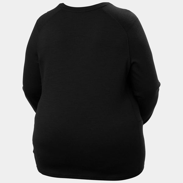 W LIFA MERINO MIDWT CREW PLUS, BLACK, 1X