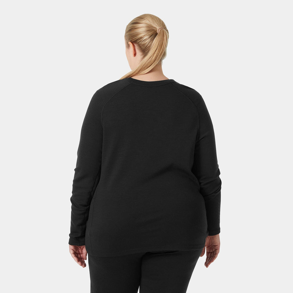 W LIFA MERINO MIDWT CREW PLUS, BLACK, 1X