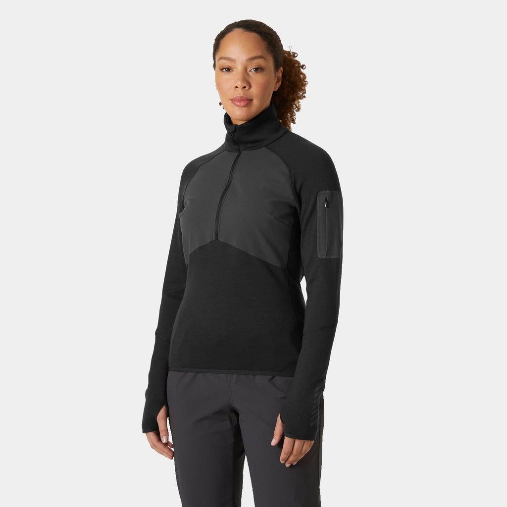 W LIFA MERINO MIDLAYER 1/2 ZIP, BLACK, L