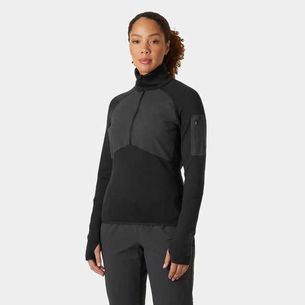 W LIFA MERINO MIDLAYER 1/2 ZIP, BLACK, L