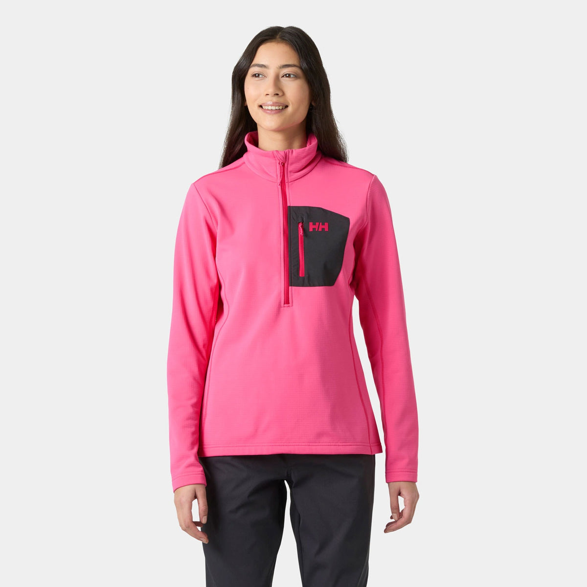 W VERSALITE 1/2 ZIP FLEECE, HOT PINK, L