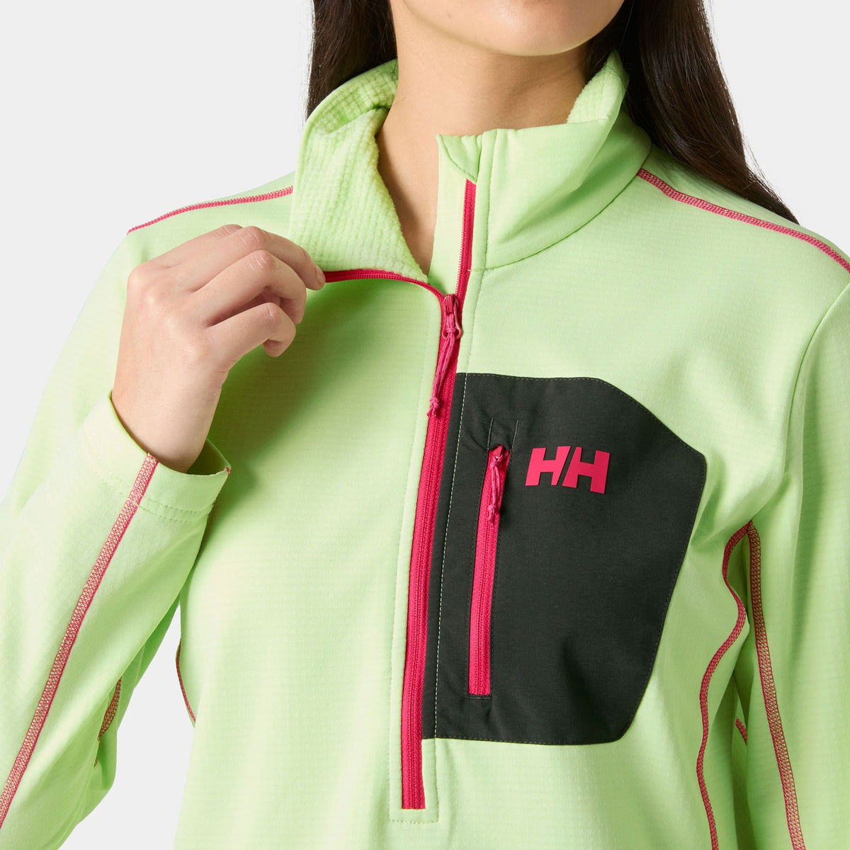 W VERSALITE 1/2 ZIP FLEECE, WASHED LIME, L
