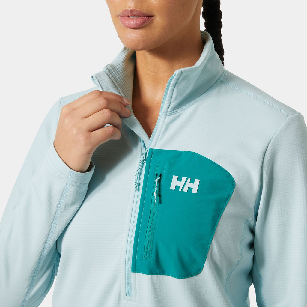 W VERSALITE 1/2 ZIP FLEECE, BARELY BLUE, L