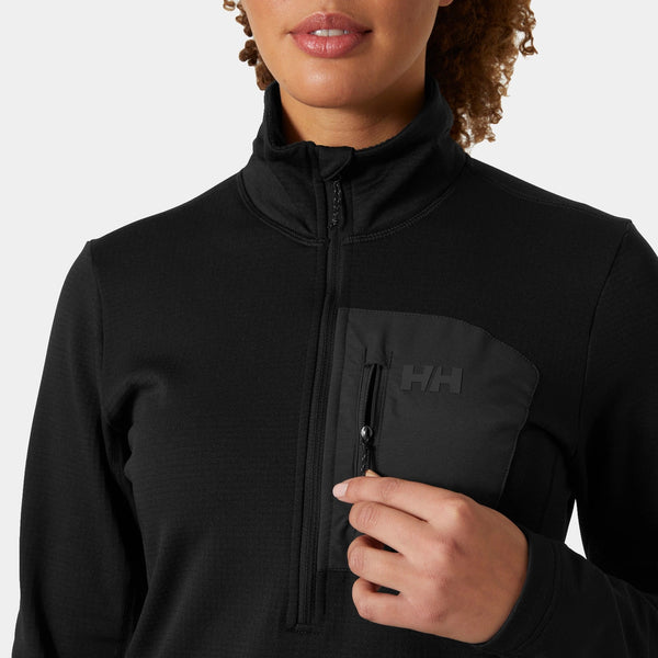 W VERSALITE 1/2 ZIP FLEECE, BLACK, L