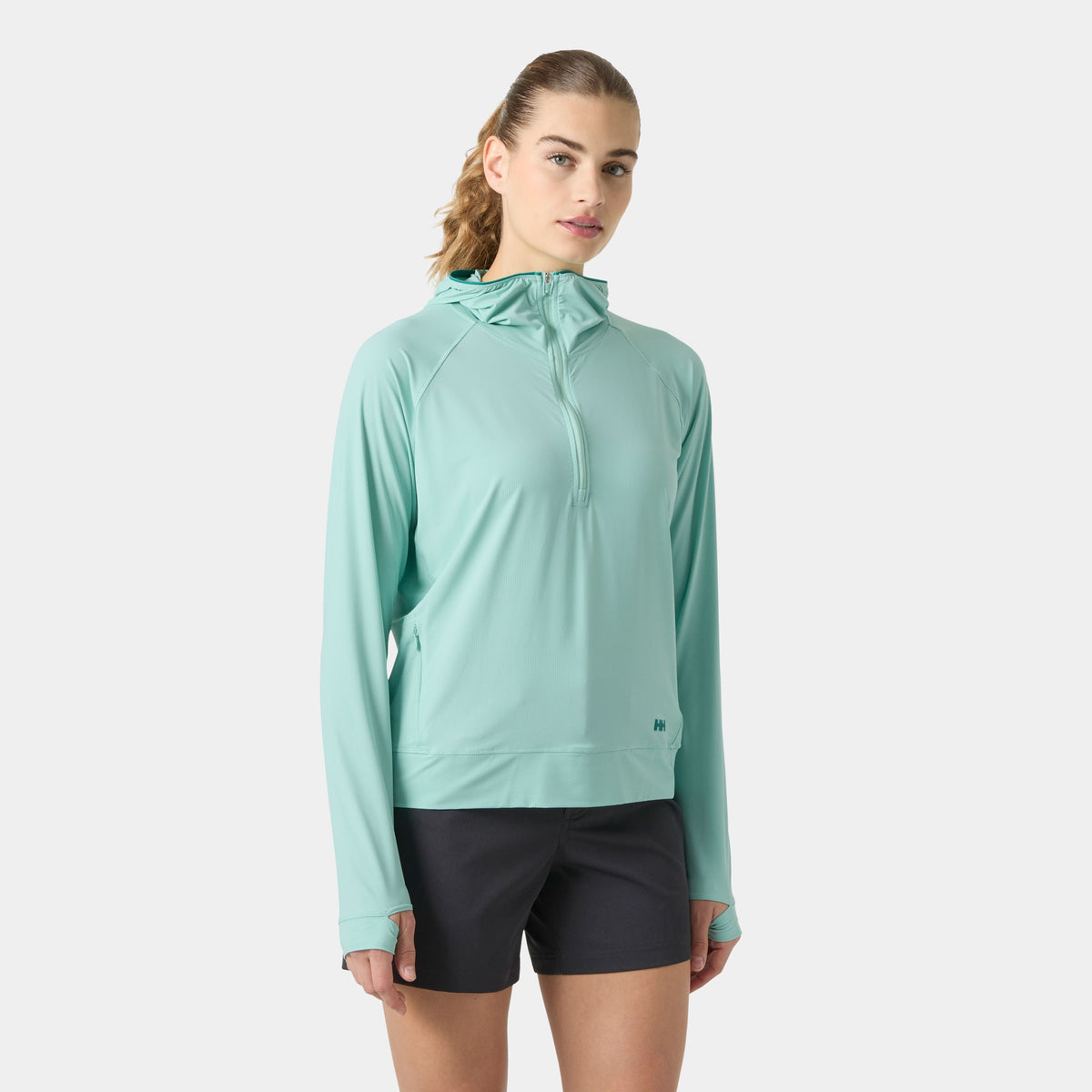 W SHINE SOLEN 1/2 ZIP HOODIE, LAGOON, M