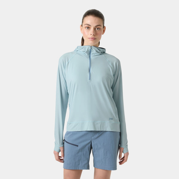W SHINE SOLEN 1/2 ZIP HOODIE, BARELY BLUE, L