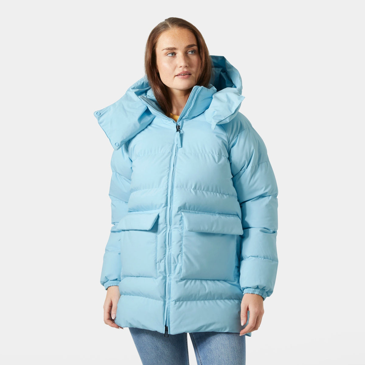 W ELLIE PUFFY PARKA, LIGHT CYAN, L