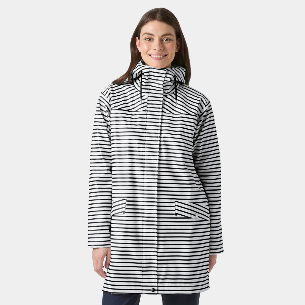 W MOSS RAIN COAT, WHITE NAVY, S