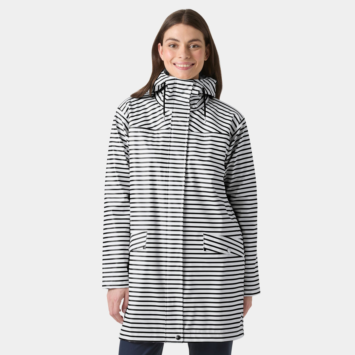 W MOSS RAIN COAT, WHITE NAVY, S