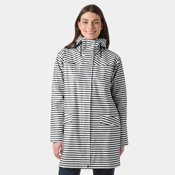 W MOSS RAIN COAT, WHITE NAVY, S