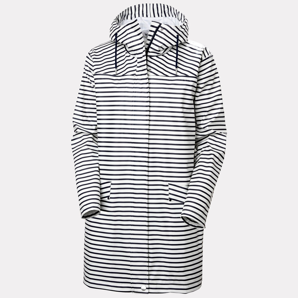 W MOSS RAIN COAT, WHITE NAVY, S