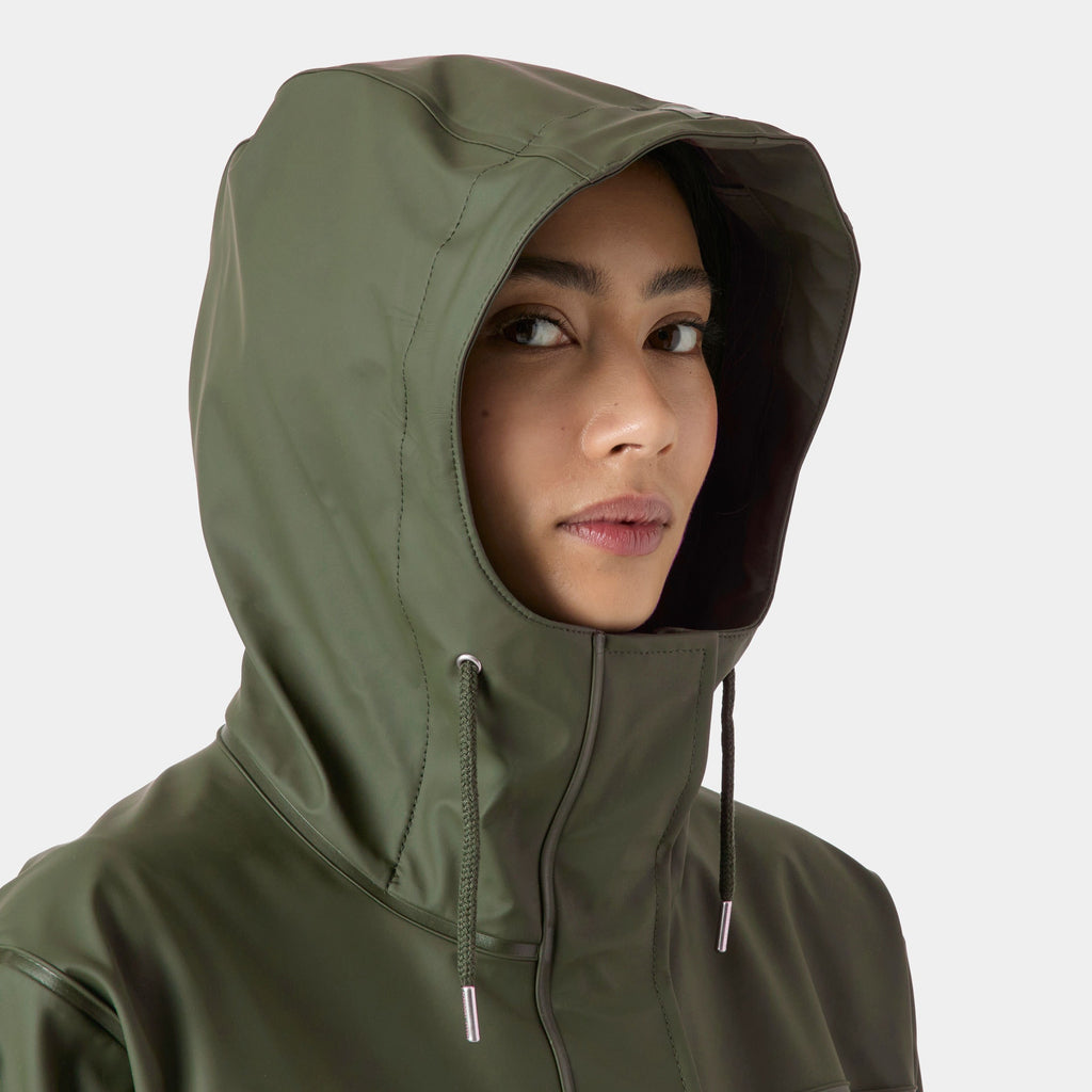 W MOSS RAIN COAT, JUST OLIVE, L