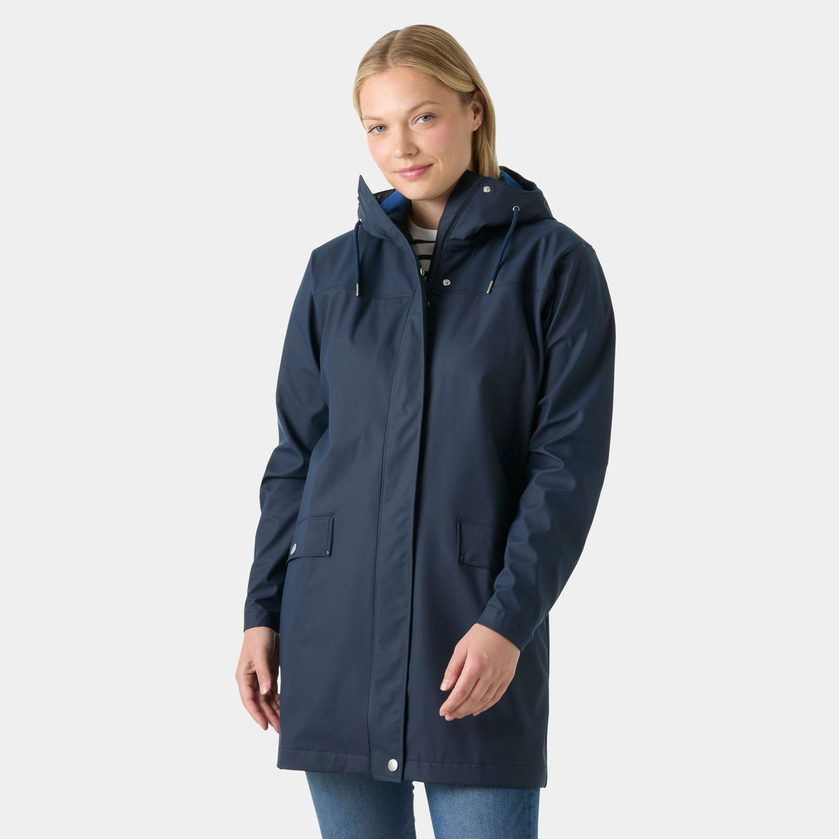 W MOSS RAIN COAT, NAVY, M
